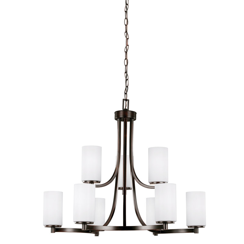 Lustre à niveaux ombrés 9 lumières Burnley, Sienne brûlée