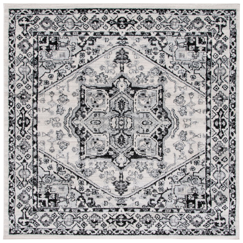Tapis 286 ivoire / noir, Carré 6 pi 7 po
