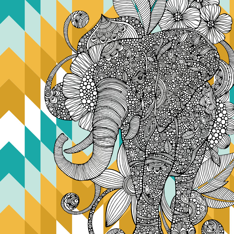 «Ruby the Elephant» encadré par Valentina Ramos, Non, H 30 po x l 30 po x P 1,25 po, Cadre flottant noir