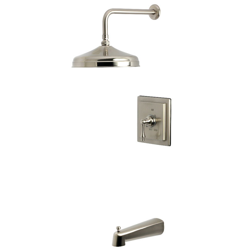 Kingston Brass Single-Handle Pressure Balanced Tub And Shower Faucet, Lever Handle, Brushed Nickel
