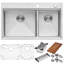 Siena 33" L x 22" W Double Basin Drop-In Kitchen Sink with Basket Strainer