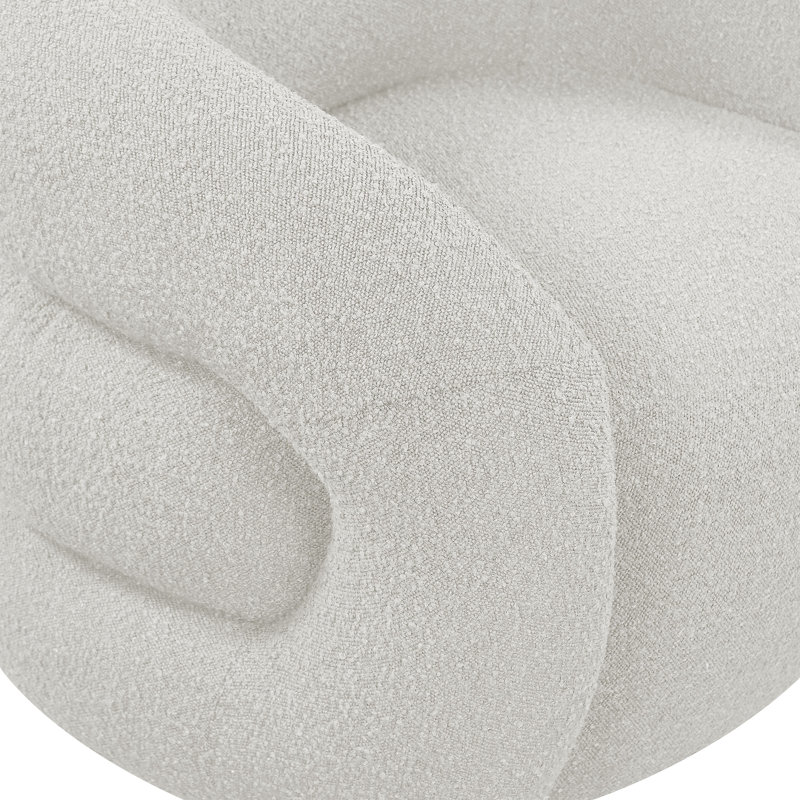 Roxbury Boucle Fabric Swivel Accent Chair, Cream Boucle Fabric