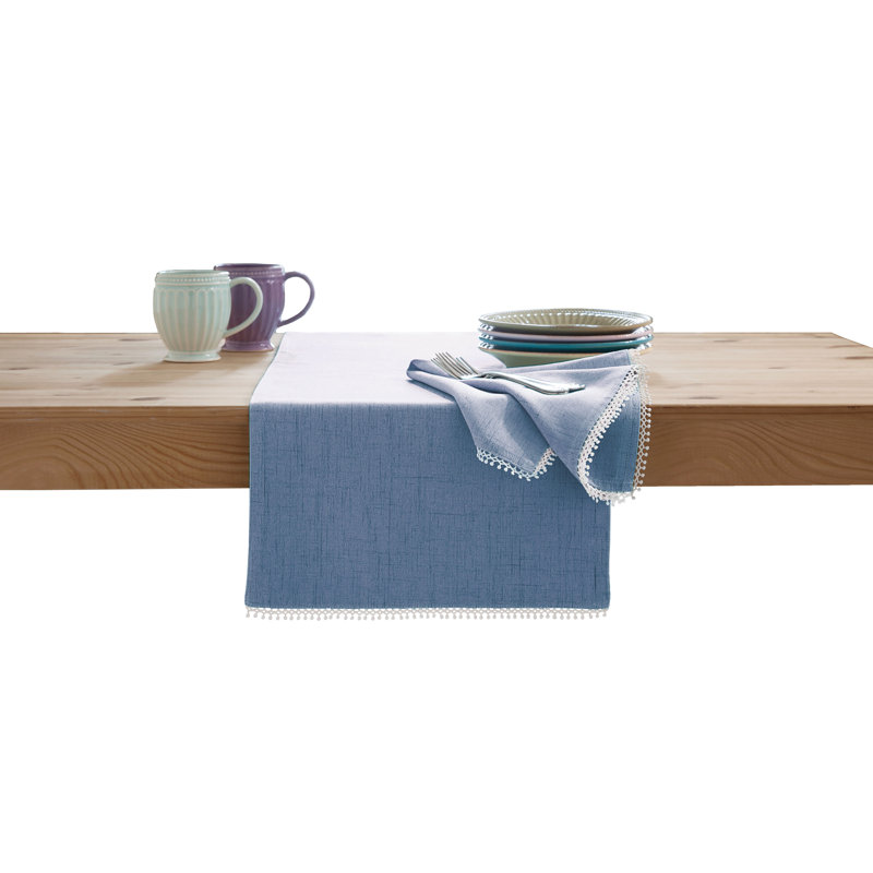 Periwinkle Blue 70" Polyester Table Runner with Delicate Trim