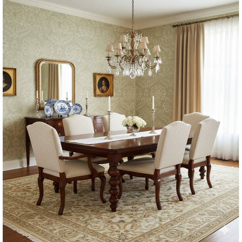 Ornamenta Collection Traditional Damask Wallpaper Roll, Green