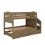 Lit superposé avec lit gigogne, escalier de rangement, garde-robe et 3 tiroirs, structure en bois superposée peu encombrante-1871846837