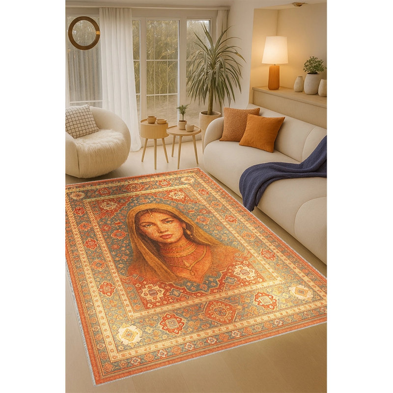 Tapis vert tissé à motif lavable Mosso, 6'7" x 9'10"