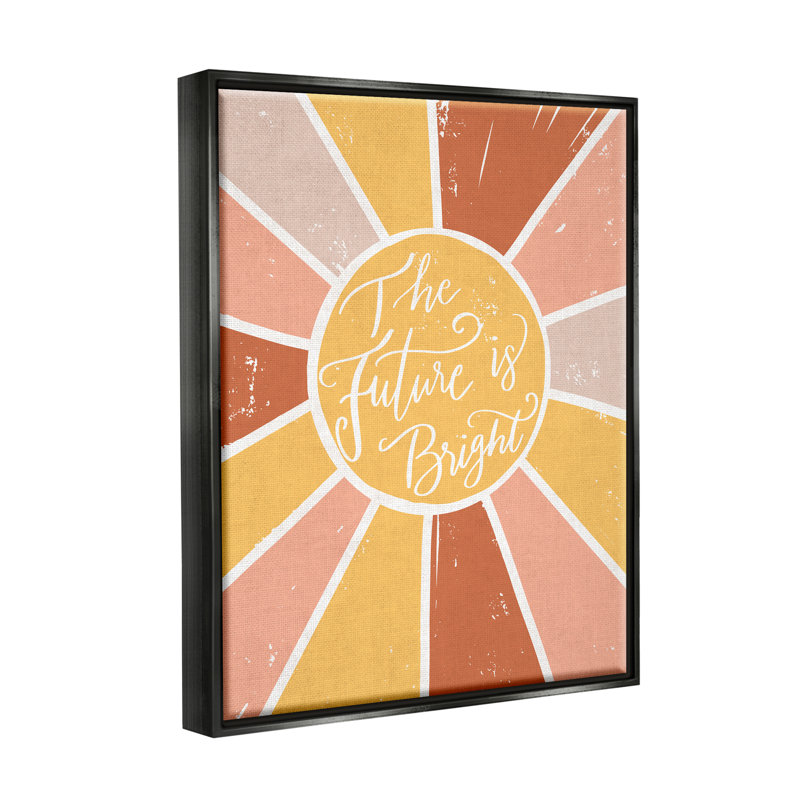 Art mural sur toile flottante Trinx Futur Is Bright Warm Neutral Sun, Cadre flottant noir de jais