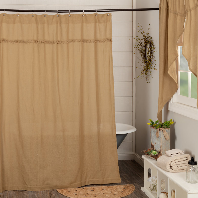 Rideau de douche simple 100% coton Vassallo, Naturel