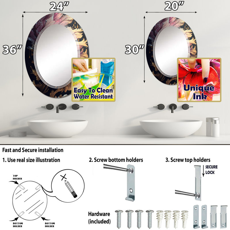Miroir mural Placia, 30 po x 20 po
