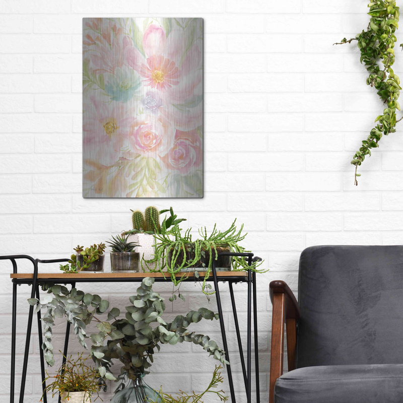 «Mixed Floral Blooms II» par Cindy Jacobs, art mural en métal, H 16 po x l 12 po