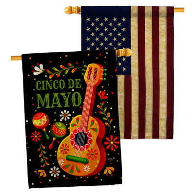 Drapeau de maison en polyester 40 H x 28 W Celebrate Cinco De Mayo