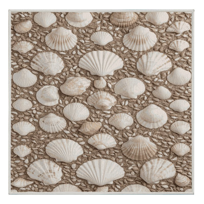 Washable Mixed Shell Mosaic Coastal Area Rug
