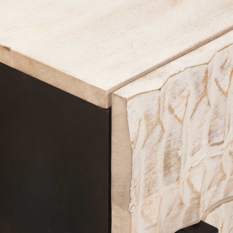 50cm W Solid Wood Bedside Table, White