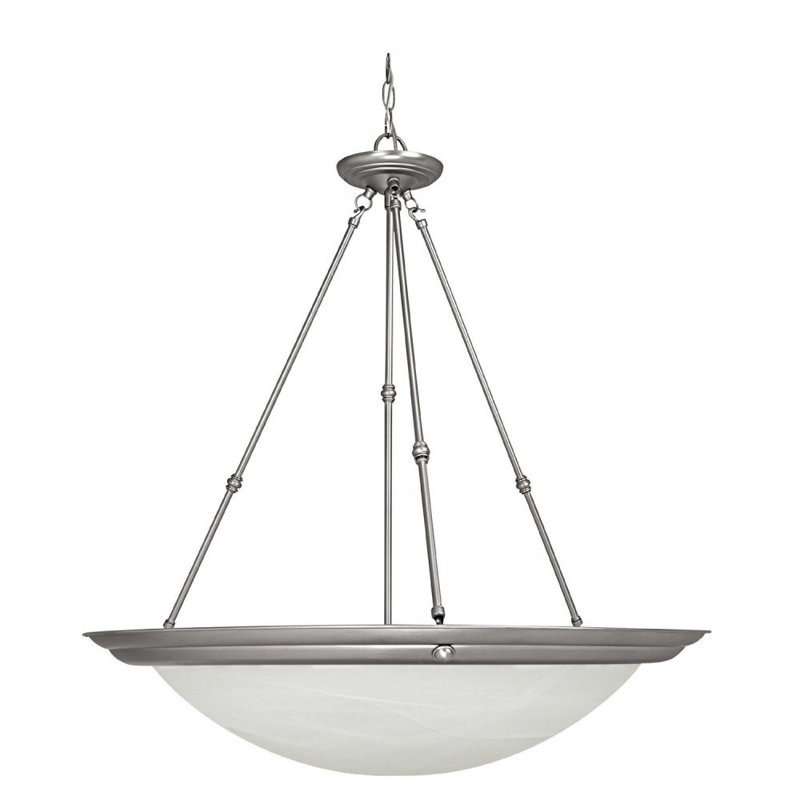 3 - Light Single Pendant, 20.75" H x 20" W x 20" D, Matte Nickel, Incandescent