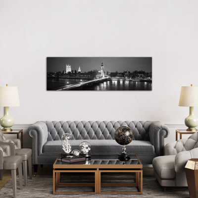 England, London, Parliament, Big Ben - No Frame Panoramic Print on Canvas