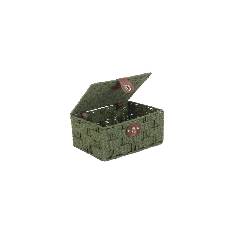 Paper Rope Gift or Storage Hamper, 15cm H x 30cm W x 21cm D, Green