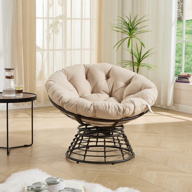 Fauteuil Papasan ergonomique et confortable, Tissu beige