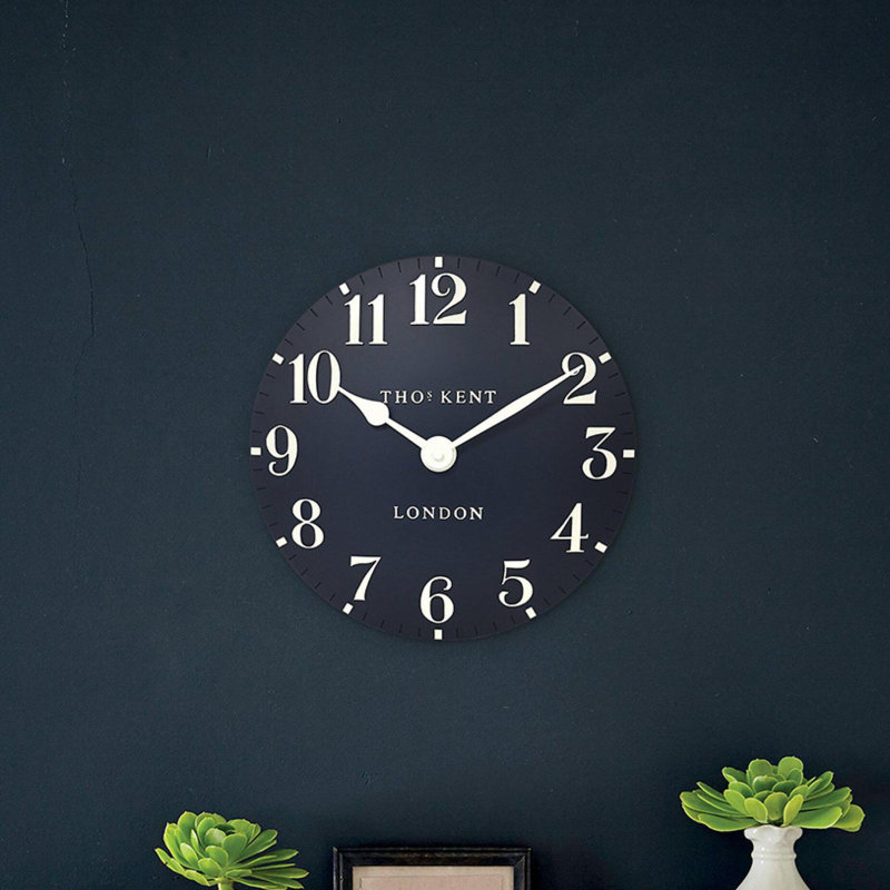 Arabic Wall Clock, 30cm H x 30cm W x 5cm D, Dark Blue