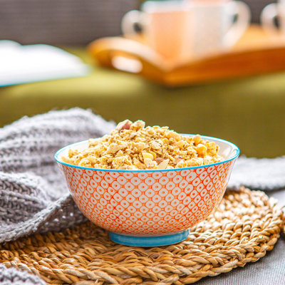 Nicola Spring - Hand-Printed Cereal Bowl - Orange