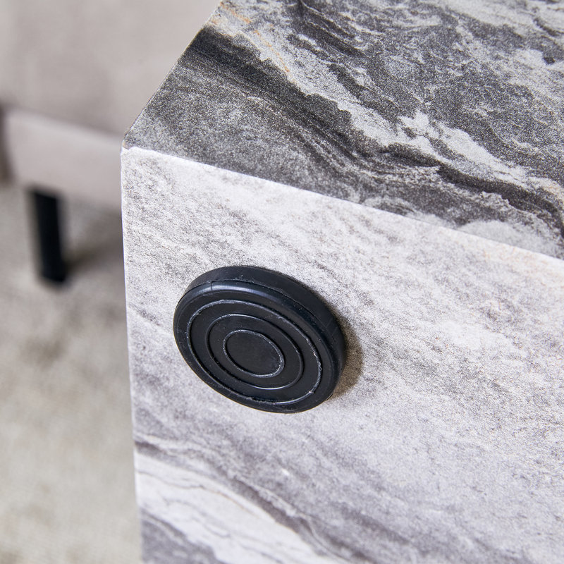 Table basse moderne et luxueuse FFZ de 12 po avec dessus en MDF effet marbre noir, Black Marble