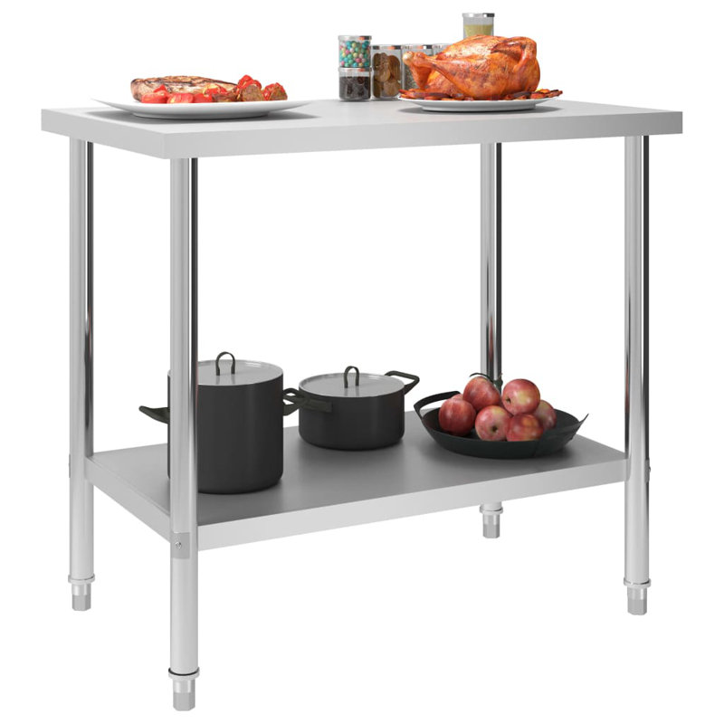 Kitchen Work Table Stainless Steel Sevice Gastronomy Table, 33..5" H x 39.4" W x 23.6" D