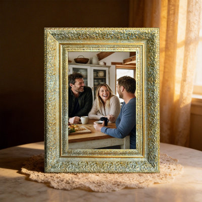 Antique Gold 1PC 11" x 14" Statement Picture Frame with Tabletop Stand and Wall Hooks