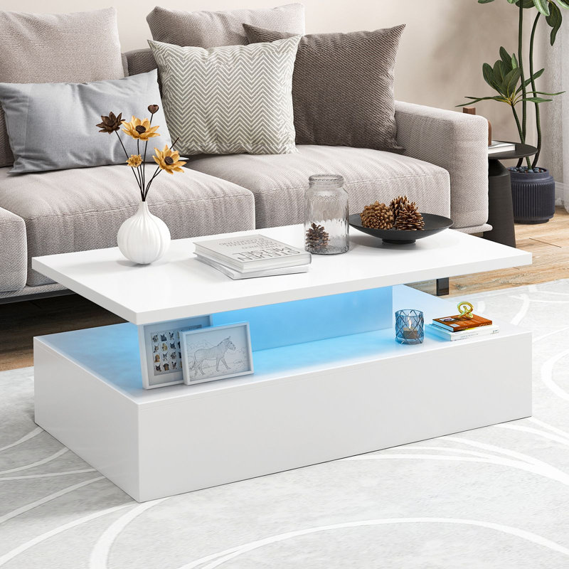 Coffee Table with Storage, White