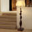 Nut-brown Solid Wood+Fabric Free form Floor Lamps