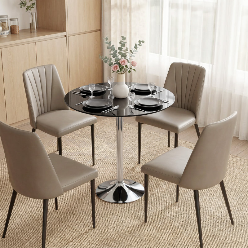 HOMCOM Round Bar Table with Steel Frame for 4, 70 x 70 x 75.5cm, 75.5cm H x 70cm L x 70cm W