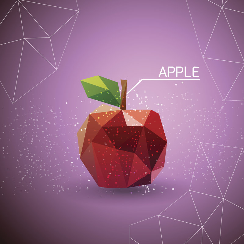 Juicy Apple Polygon - Wrapped Canvas Print, 30cm H x 30cm W x 3.8cm D