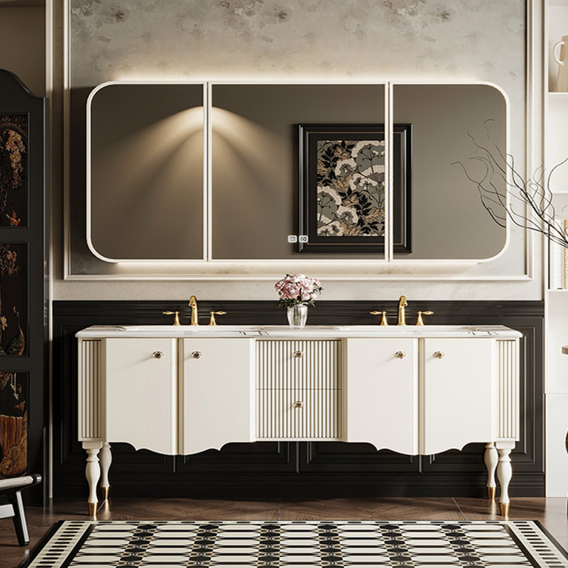 Bathroom cabinet modern simple style., 66.93", Off White