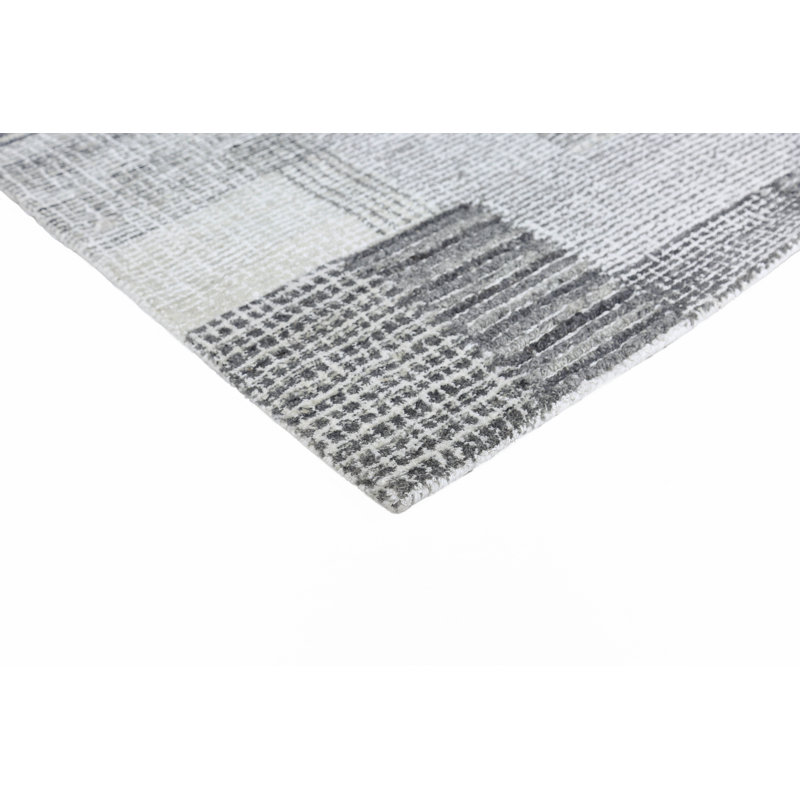 Zahi Hand Tufted Abstract Area Rug in Gray/Black/Ivory, Rectangle 5' x 8'