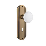 Deco Plate with Decorative Keyhole and White Porcelain Door Knob