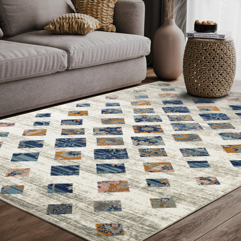 Tapis gris à motif géométrique Elberton, Rectangle 4 pi x 6 pi