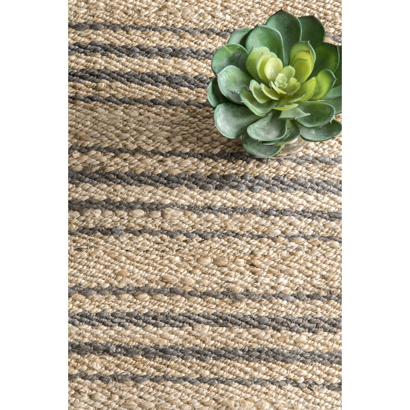  Tapis rayé en jute Natural Sycamore, Rectangle 7 pi 6 po x 9 pi 6 po