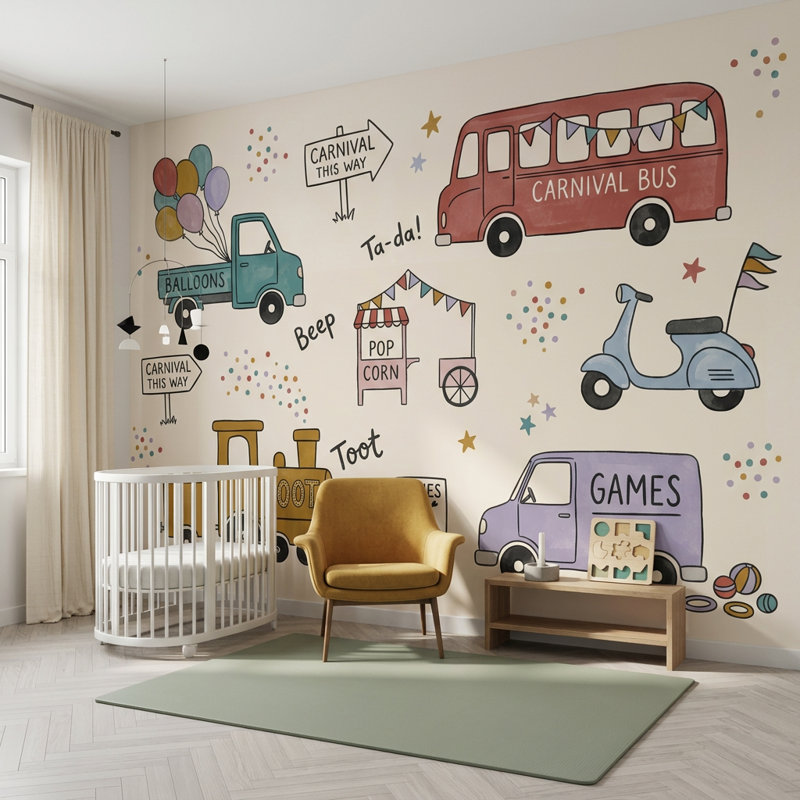 Papier peint Carnaval pour enfants, Texturé non collé, 200 po x 120 po