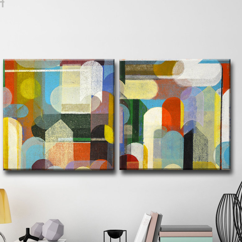 «Calypso I / II» par Norman Wyatt Jr., ensemble de 2 reproductions sur toiles tendues, H 16 po x l 32 po x P 1,5 po