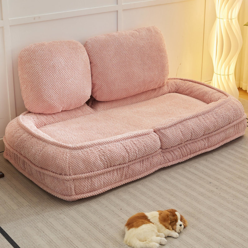 Canapé confortable en rose, 5 angles réglables, lit paresseux, réglages, pour une bonne nuit de sommeil