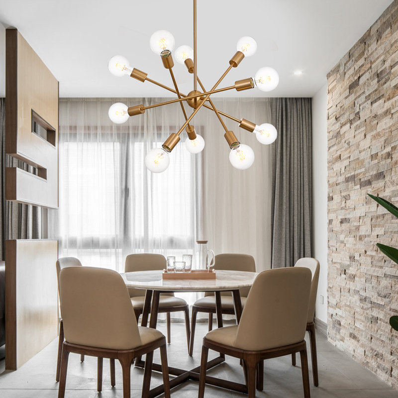 Lustre sphérique spoutnik 10 lumières 10 lumières, Laiton