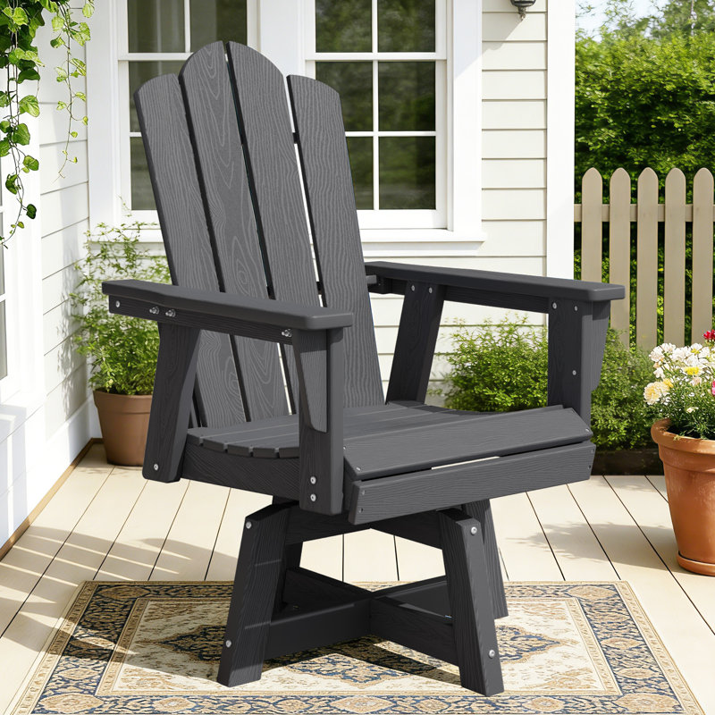 Hdpe Outdoor Swivel Dining Chair Gray Hdpe Frame Swivel Dining Chair With Cloud Backrest, Gray