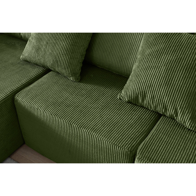 Living Room Sectional Couch, 108.3" Foam With Corduroy Upholstery, High Elastic Sponge, Freely Combined Fashionable Style