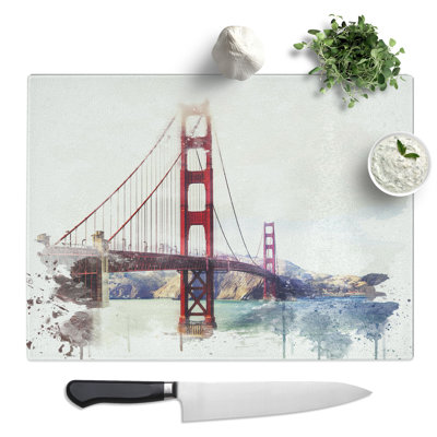 The Golden Gate Bridge San Francisco California No.7  Glass Chopping Board
