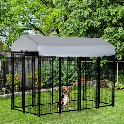 8' X 4' 6' Outdoor Dog Exercise Pen - Lockable Access, Water- Top, For Medium/Large Dogs Run Door, Canopy, Medium And Large Sized