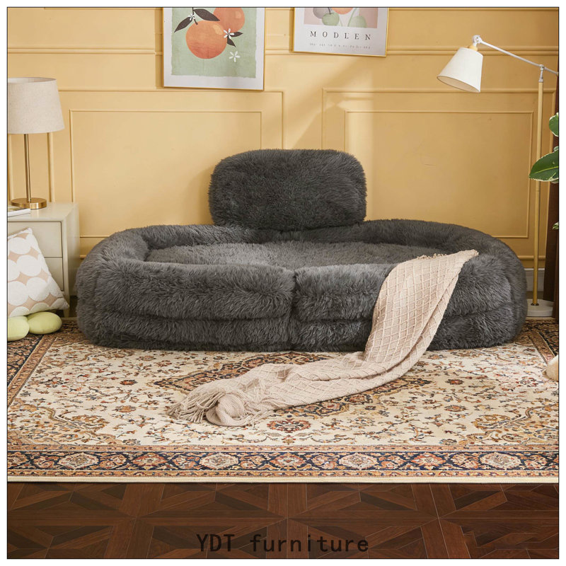 Human Dog Bed,Lazy Sofa,5-Position Adjustable Convertible, Dark Gray Polyester