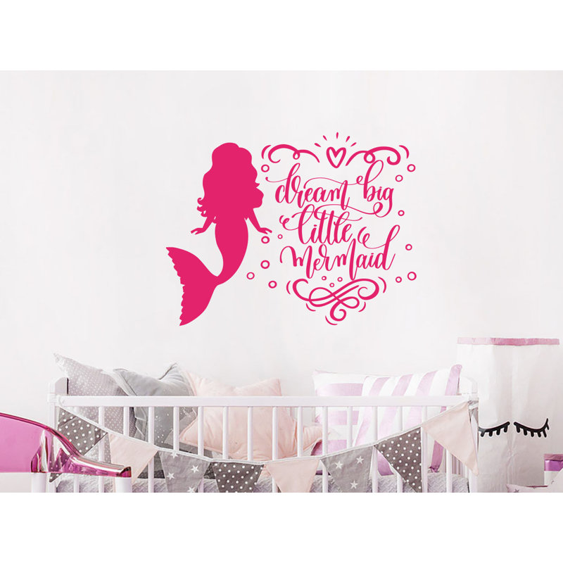 Autocollant mural Dream Big Little Mermaid, Rose vif