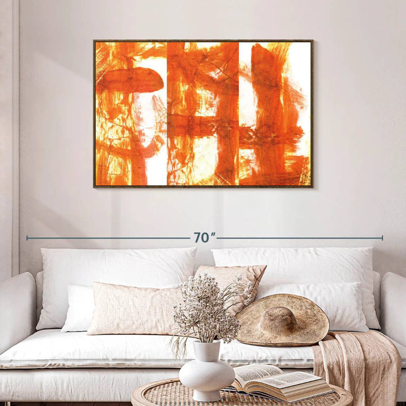 Orange noisette, Cadre flottant en noyer, 43 po x 29 po