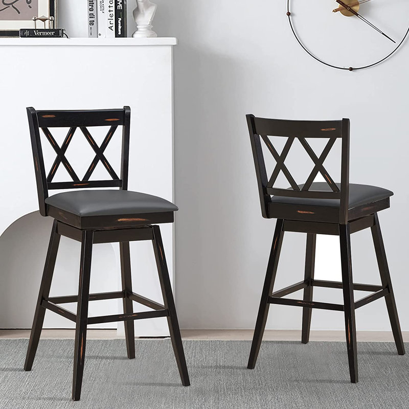 Robbinsen Swivel Upholstered Counter Stool, Black