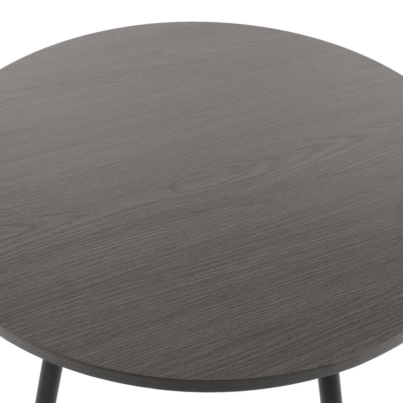 Contemporary Round Wood End Table Accent Table With 3 Legs For Bedrooms, Living Rooms, Black, Gray Wood