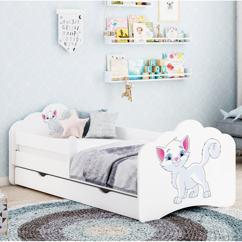 Quint European Toddler Bed Frame with Drawers, White, 65 x 80 x 160cm