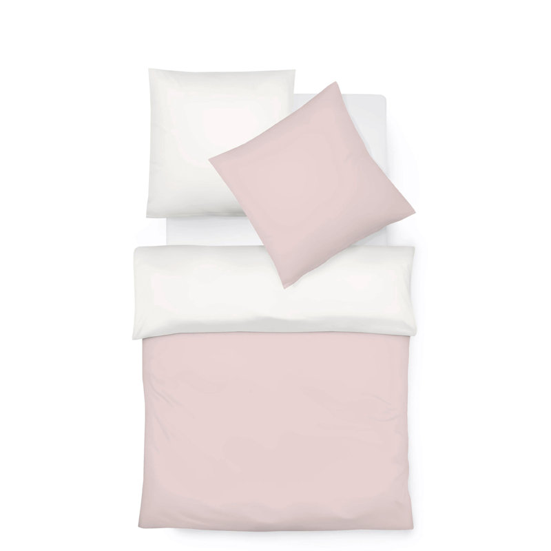 Halbleinen Provence W 37 TC Reversible Duvet Cover Set, 240 x 220cm - 2 Pillowcases (80 x 80 cm), Pink